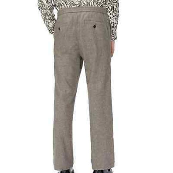 Ted Baker NWT Shuttle Leyden Flannel Brown Trousers Size 34R Flat Front Wool - Picture 2 of 11